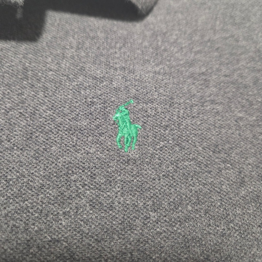 Polo Ralph Lauren Mens XL Charcoal Grey Long Sleeve Pique Polo Shirt RL16 Logo - Picture 4 of 10